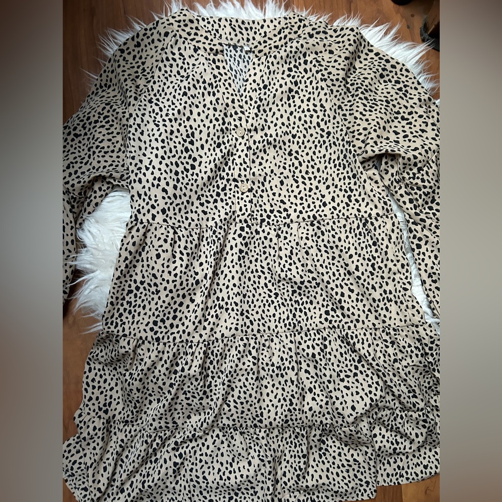 Cheetah Spotted Tiered Button-Front Dress